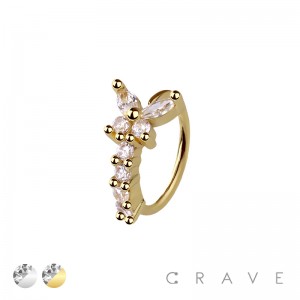 MULTI CZ BUTTERFLY 316L SURGICAL STEEL HOOP NOSE RING